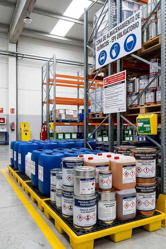 Recogida y gestión de residuos químicos y disolventes industriales | ECOVALL Almacenamiento de disolventes, pinturas, barnices y productos químicos industriales en bidones y envases de seguridad.